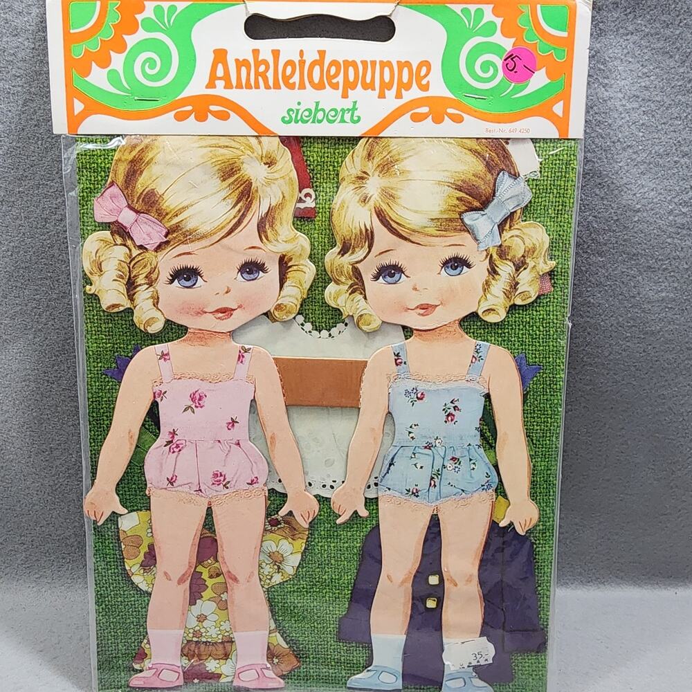 Blonde Twin Paper Doll Set Ankleidepuppe Siebert NOS Unopened Vintage 1970s RARE